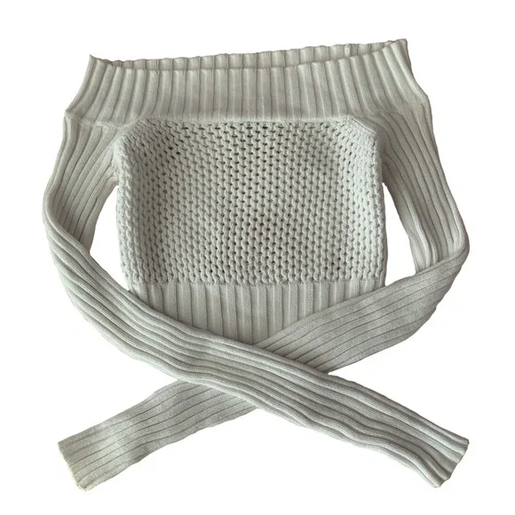 vintage y2k off shoulder garage mesh sweater top - Picture 1 of 4